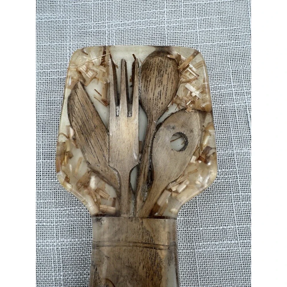 Spoon Rest Boho 70s Resin Rustic Utensil Kitchen Retro Artisan Handmade